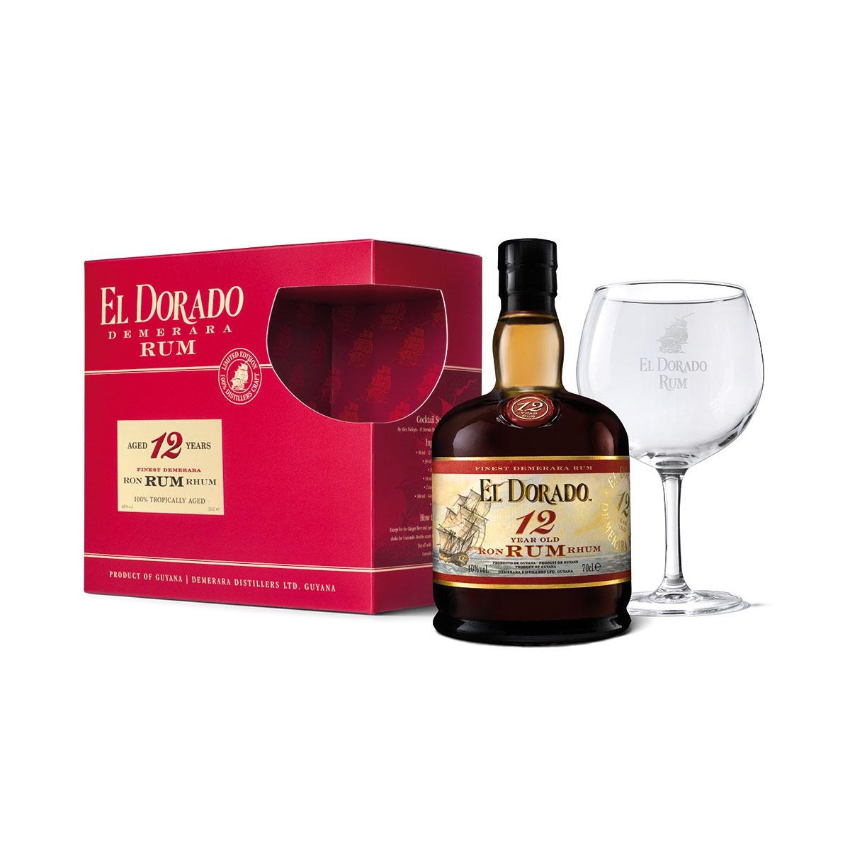 El Dorado 12 Years Old + Bicchiere 40° cl.70 Guyana - Rum - Beccafico Drink  Store